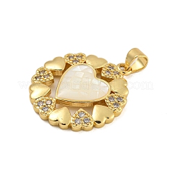 Heart Rack Plating Brass Micro Pave Cubic Zirconia Pendants&nbsp;KK-C074-54G