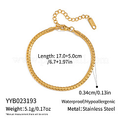 ヒップホップスタイルの3.4mmチェーンブレスレット304ステンレススチールファッションジュエリー  18KGP本金メッキ  6.69インチ（17cm）&nbsp;WR3808-2