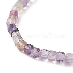 Natural Gemstone Cube Beaded Stretch Bracelet for Women&nbsp;BJEW-JB08976