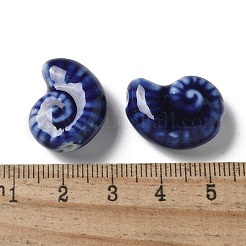 手作りの陶器ビーズ  カタツムリ  ブルー  20~21x16~17x9~10.5mm  穴：2~3mm&nbsp;PORC-L080-F05