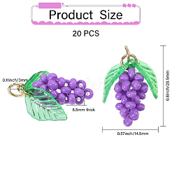 20Pcs 5 Styles Glass Seed Beaded Grape Pendants&nbsp;PALLOY-CA00022
