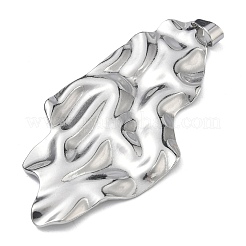 テクスチャ加工された304ステンレススチールの大きなペンダント  ナゲットチャーム  ステンレス鋼色  70x35x2.5mm  穴：6.5x4mm&nbsp;STAS-F340-06P