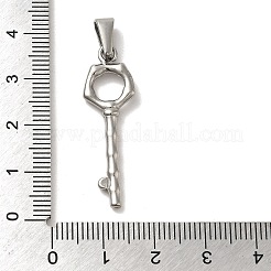 変色しない304ステンレススチールペンダント  キーチャーム  ステンレス鋼色  34~35x11x3mm  穴：3x7.5mm&nbsp;STAS-B053-21P