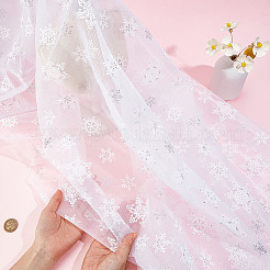 ポリエステルメッシュ生地  服装アクセサリー  雪の結晶模様  ホワイト  1500~1600x0.1mm&nbsp;DIY-WH0622-375B