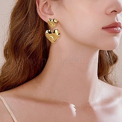304 Stainless Steel Hammered Heart Dangle Stud Earrings&nbsp;JE1119A