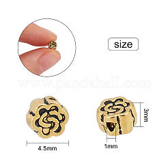 チベット風合金ビーズ  鉛フリー＆カドミウムフリー  花  ミックスカラー  4.5x3mm  穴：1mm  3色  200個/カラー  600pc&nbsp;TIBEB-FH0001-07-RS