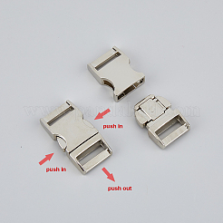 合金サイドリリースバックル4個  サバイバルブレスレットの留め金  プラチナ  39x20x10mm  穴：15x3.5mm&nbsp;FIND-FH0008-70
