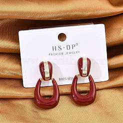 Brass Enamel Stud Earrings&nbsp;EJEW-P301-11G