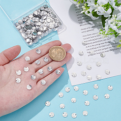 304ステンレススチールチャーム300個  アジャスターチェーンドロップ  フラットラウンド  ステンレス鋼色  7.5x0.8mm  穴：1mm&nbsp;STAS-UN0063-76