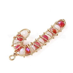 Christmas  Copper Wire Wrapped Glass Beaded Pendants&nbsp;PALLOY-TA00440