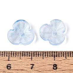 焼き絵用塗料、透明ガラスビーズキャップ  花  グリッターパウダー付き  ライトスカイブルー  11.5x12x3.5~4mm  穴：1.2mm  約1750個/1000g&nbsp;DGLA-N014-09A-05