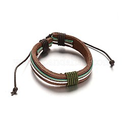調整可能レザーコードブレスレット  ワックスコード付き  ミックスカラー  57mm  15x10mm&nbsp;BJEW-M169-14
