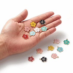 合金エナメルチャーム  さくらの花  ライトゴールド  ミックスカラー  20.5x17.5x1.5mm  穴：2mm&nbsp;ENAM-S121-115