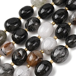 Natural Tourmalinated Quartz Beads Strands&nbsp;G-G453-D06-01