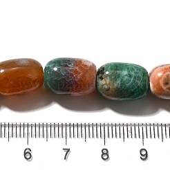 天然の火瑪瑙（染色・加熱）ビーズ連売り  バレル  グリーン  13.5~14x9.5~10mm  穴：1.5mm  約27個/連  14.53~14.57''（36.9~37センチメートル）&nbsp;G-H091-C02-01