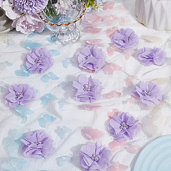 ポリエステル＆プラスチック製の模造真珠＆ラインストーンの花飾りアクセサリー30個  ドレス衣装の装飾用  ライラック  55x24mm&nbsp;DIY-SP0006-06D