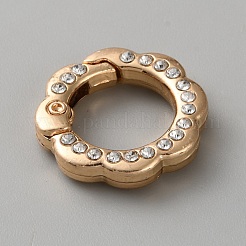 亜鉛合金スプリングゲートリング  アクリルラインストーン付き  花  ライトゴールド  20.5x21x5mm  穴：13mm&nbsp;FIND-CJC0816-013KCG