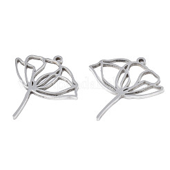 変色しない201ステンレススチールペンダント  蓮  ステンレス鋼色  27.5x25x1.5mm  穴：1.4mm&nbsp;X-STAS-N098-048P