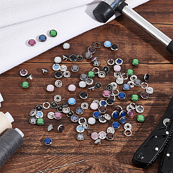 50セット10スタイルの真鍮スナップボタン  樹脂と  衣服のボタン  コスチュームジャケットコートアクセサリー用  ミックスカラー  9~10x2~5mm  5セット/スタイル&nbsp;FIND-NB0004-07