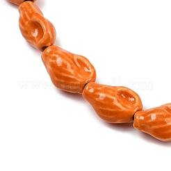 オーシャンシリーズ 手作り磁器ビーズ  巻き貝  ダークオレンジ  15~16x9~10x6~7.5mm  穴：2mm  約25個/連  14.17''（36センチメートル）&nbsp;PORC-R002-04A-03