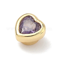 Heart Brass Micro Pave Cubic Zirconia Cabochons&nbsp;KK-P345-13G-D