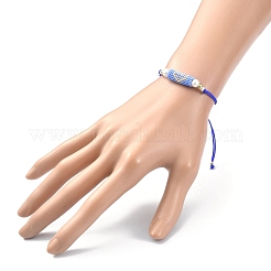 Glass Pearl & Seed Column with Heart Link Bracelet&nbsp;BJEW-MZ00028-02