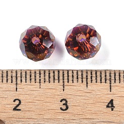 Ab色のメッキガラスビーズ  多面カット  ラウンド  暗赤色  8x5.5~6mm  穴：1.4~1.6mm  336個/セット&nbsp;EGLA-P059-03B-AB15
