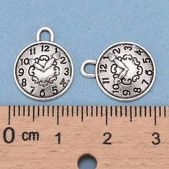 合金のチベット風チャーム  カドミウムフリー＆鉛フリー  クロック  アンティークシルバー  15x13x2mm  穴：2mm&nbsp;PALLOY-A15541-AS-NF