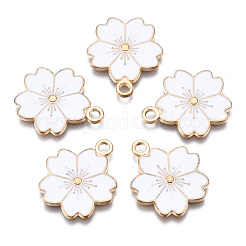 合金エナメルチャーム  さくらの花  ライトゴールド  ミックスカラー  20.5x17.5x1.5mm  穴：2mm&nbsp;X-ENAM-S121-115