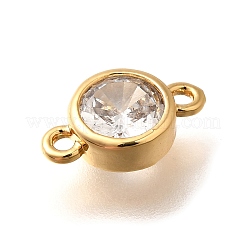 Brass Clear Cubic Zirconia Connector Charms&nbsp;KK-K294-14G