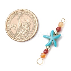 4Pcs 4 Colors Summer Beach Dyed Synthetic Turquoise Connector Charms&nbsp;PALLOY-JF03746-02