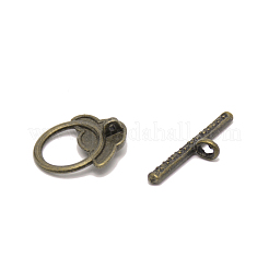 亜鉛合金トグル留め金  ローズ  アンティークブロンズ  7.5~19x16.5~25x4.5~6mm  穴：1.4mmと2.1x3mm&nbsp;PALLOY-WH0085-94