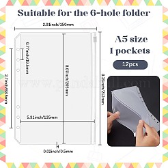 鉛筆チェーンケース付きPVC収納バッグ12個  透明  212x150x0.5mm  内径：205x135mm&nbsp;DIY-SP0004-60E