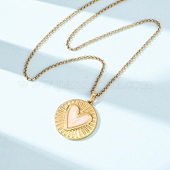 304 Stainless Steel White Enamel Pendant Necklaces for Women&nbsp;NJEW-F378-02G-02