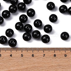 不透明色のガラスシードビーズ  ラウンド  ブラック  8x7.5mm  穴：1.6mm  約681個/ポンド&nbsp;SEED-Z004-P8MM-08
