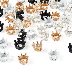 チベットスタイルの合金ユーロプランビーズ48個4色  大穴ビーズ  クラウン  ミックスカラー  10~11.5x6~7mm  12個/カラー&nbsp;FIND-TA0010-46