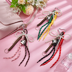 3Pcs 3 Colors Bowknot Plastic Imitation Pearl Pendant Decorations&nbsp;AJEW-GA0008-43