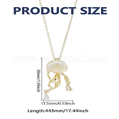 1Pc Brass Clear Cubic Zirconia Jellyfish Pendant Necklaces for Women&nbsp;NJEW-LP0002-89