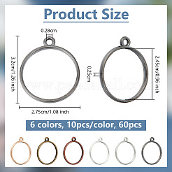 60Pcs 6 Colors Alloy Open Back Bezel Pendants&nbsp;FIND-OC0003-39