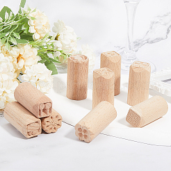 6Pcs 6 Styles Round Wooden Traditional Chinese Moon Cake Molds&nbsp;AJEW-CA0004-23
