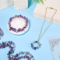 Natural Fluorite and Natural Amethyst Chip Beads Strands&nbsp;G-TA0002-43