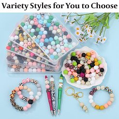 89Pcs Colorful Pattern Printed Silicone Beads Sets&nbsp;SIL-SZ0002-54D