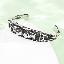 Skeleton 304 Stainless Steel Cuff Bangles for Women&nbsp;BJEW-C148-07AS