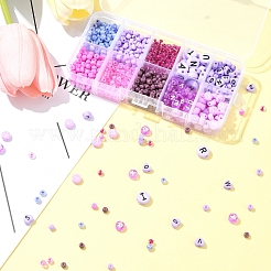 DIY Flat Round & Heart Acrylic & Glass Seed Beads Jewelry Making Findings Kits&nbsp;DIY-FS0006-43D