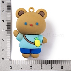 人形 PVC プラスチック ペンダント  クマ  49.5x33.5x23.5mm  穴：3mm&nbsp;KY-S172-15E