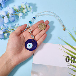 Glass Evil Eye & Alloy Rhinestone Car Pendant Decorations&nbsp;AJEW-GL0003-26