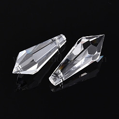 クリアガラスペンダント  コーン  多面カット  透明  35~38x12.5~14mm  穴：1.5~1.6mm&nbsp;GLAA-N025-01