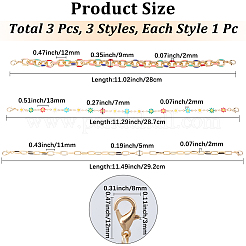 1セット3スタイルのアイアンハットチェーン、ロブスタークロウクラスプ付き  ゴールドカラー  280~292mm  3個/セット&nbsp;HJEW-CN0001-31B
