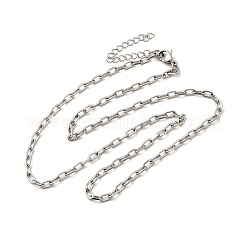 2.5mm 304ステンレススチールペーパークリップチェーンネックレス（女性・男性用）  変色しない  ステンレス鋼色  17.32インチ（44cm）&nbsp;NJEW-A054-03P