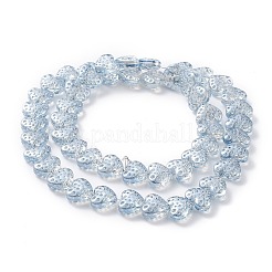 電気メッキ透明ガラスビーズ連売り  ハート  ライトスチールブルー  13x15mm  穴：1.2mm  約50個/連  25.59''（65センチメートル）&nbsp;EGLA-R114-02A-PL03